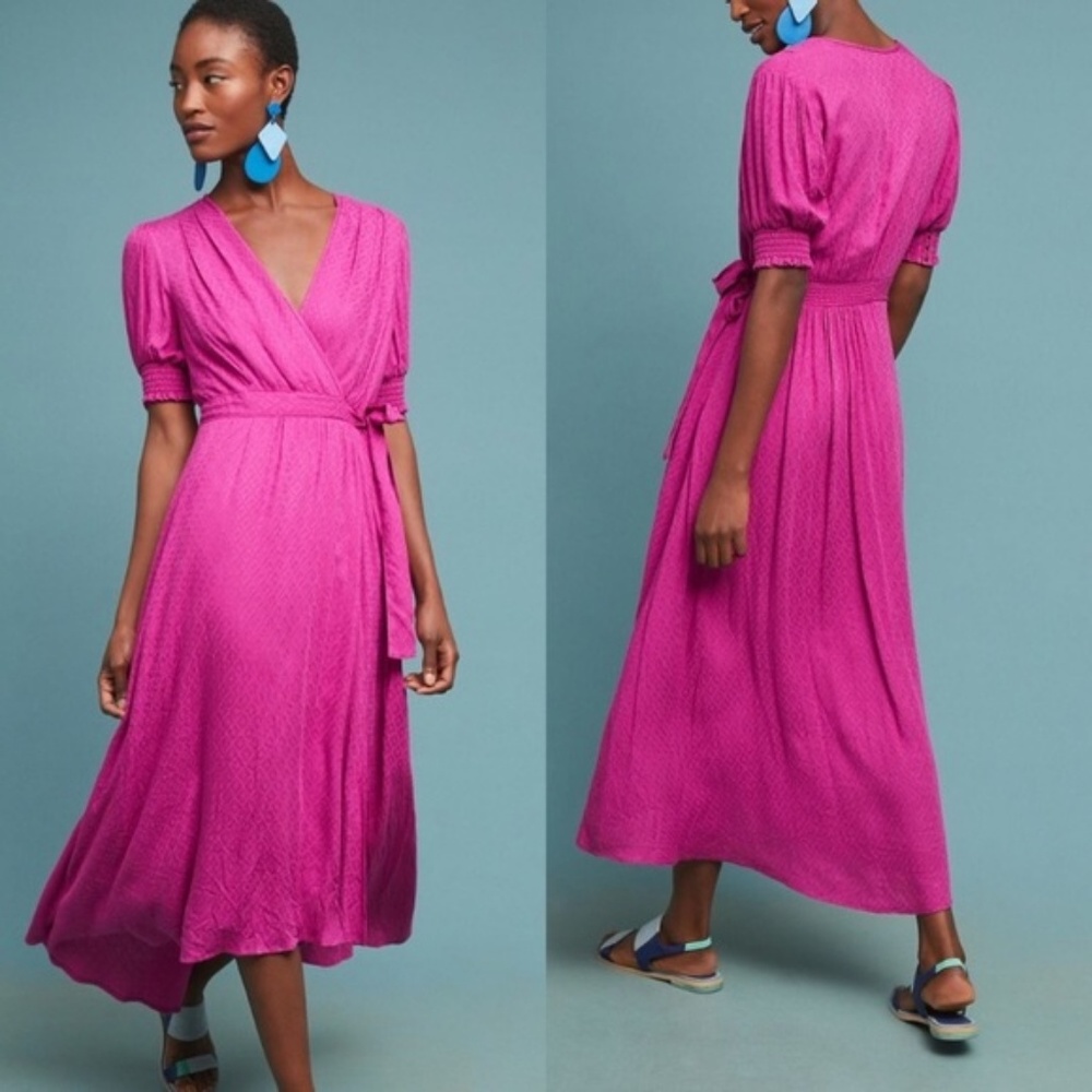 Anthropologie Maeve Breanna Faux Wrap Midi Dress